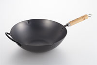 Yoshikawa Cook-Pal Ren Nitrided Carbon Steel Induction Wok with Two Handles  - 30cm